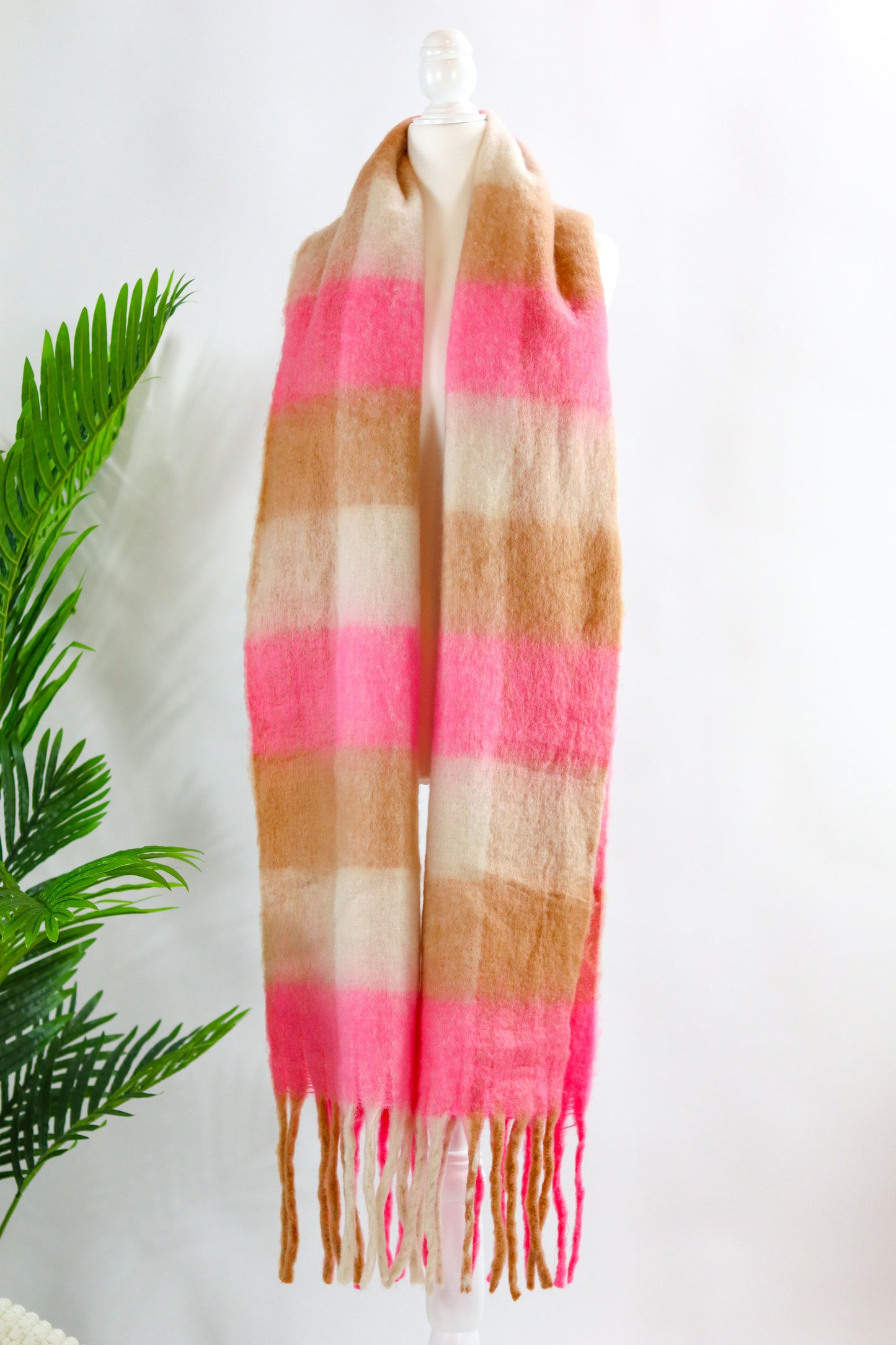 Cozy Season Scarf (Pink/Brown)