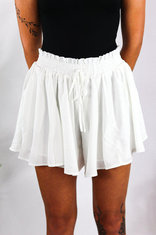 Going With The Flow Shorts (White)