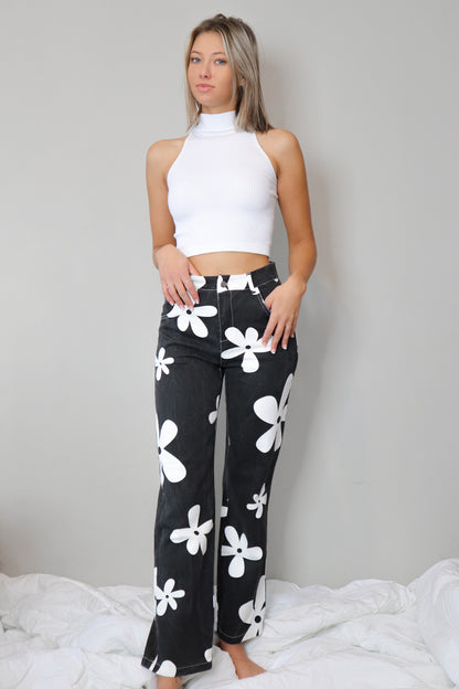 Wildflower Pants (Black) - Chicken Babe Boutique