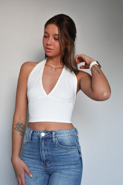 Happy Days Halter Top (White) - Chicken Babe Boutique